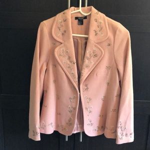 Karen Kane beaded wool jacket. Pink. Size L